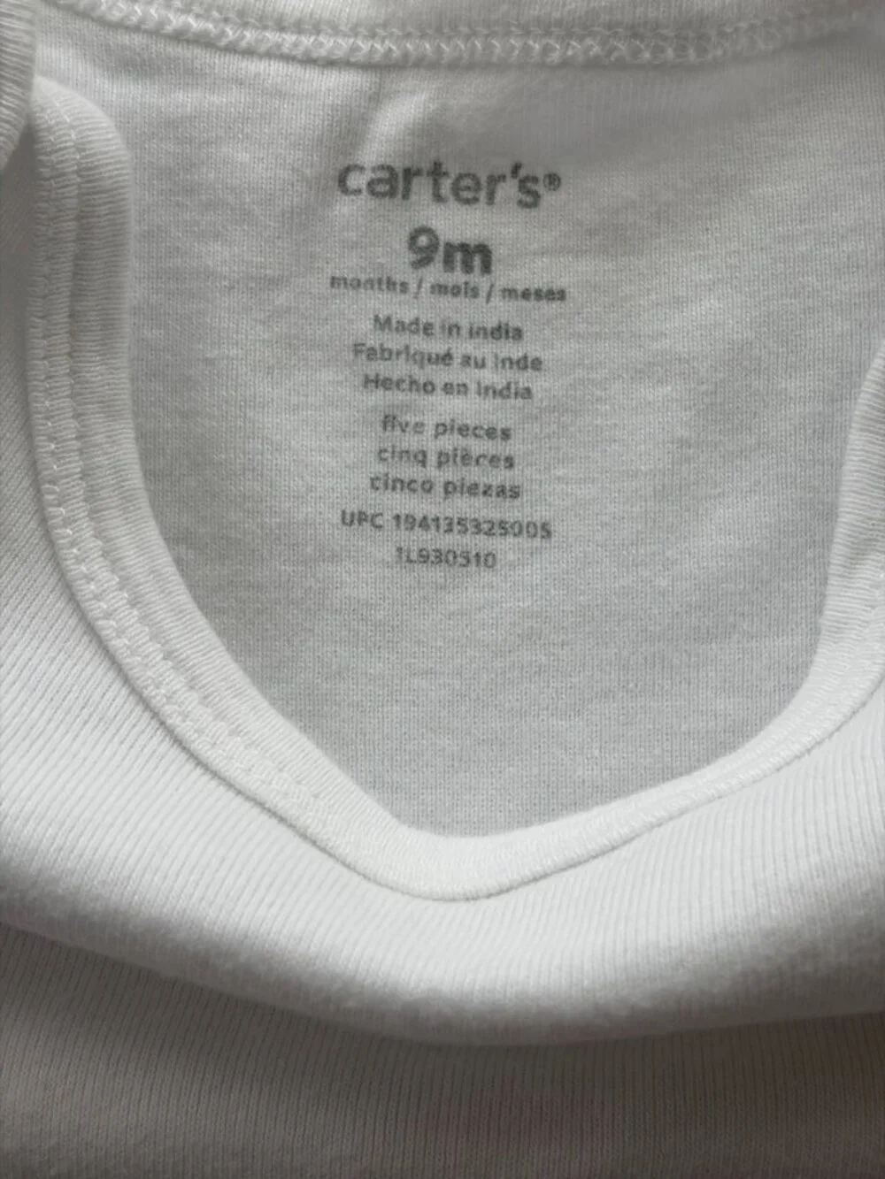 Carter's Baby Bodysuit Tee Set 9 Months Dinosaur White Basics Lot of 6 Infant